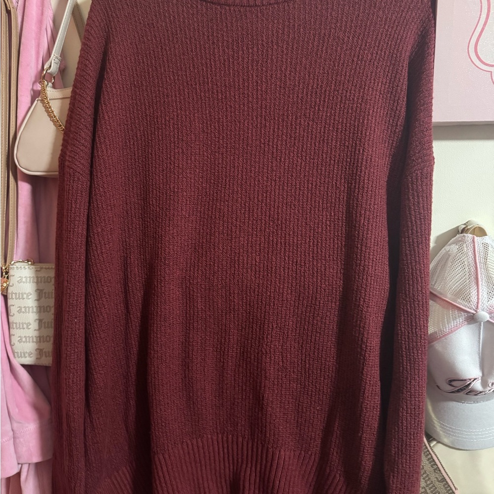 Old Navy Women's Deep Red Crew Neck Sweater